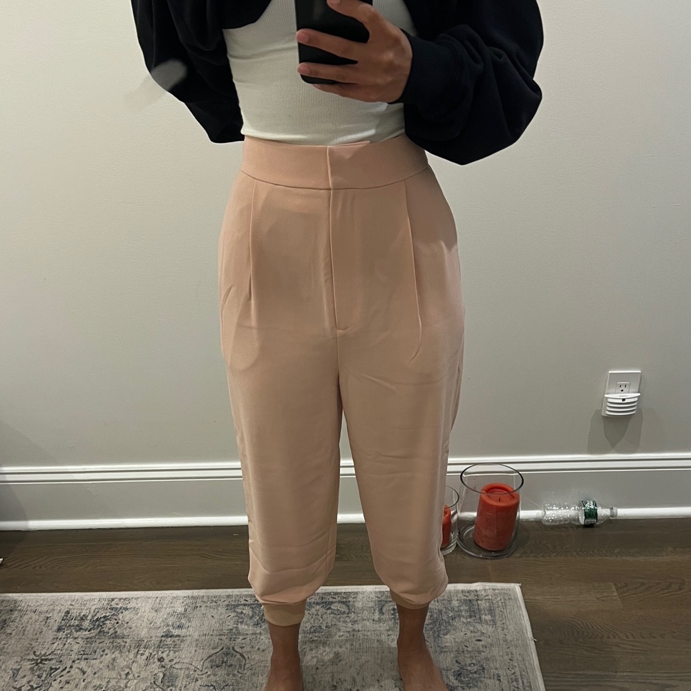 TiBi Pleated Trousers with Cropped Sweatpants Cuff